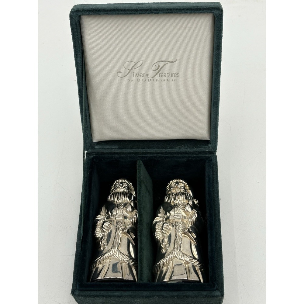 Godinger Silver Treasures Santa Salt and Pepper Shakers VTG Christmas‎ Decor